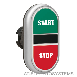 LPCB7133 Двойная кнопка нажатия, 2 плоских кнопки с пружинным возвратом, цвет зеленый/красный, символы START/STOP