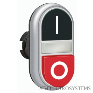 LPCBL7222 Двойная кнопка нажатия с белой подстветкой, цвет черный/красный, символ &quot;I-O&quot;