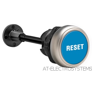 LPCR1196 Нажимная кнопка с пружинным возвратом, плоская, в комплекте с монт. переходником и стержнем, голубая, с надписью &quot;RESET&quot;