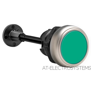 LPCR1003 Нажимная кнопка с пружинным возвратом, плоская, в комплекте с монт. переходником и стержнем, зеленая