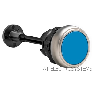 LPCR1006 Нажимная кнопка с пружинным возвратом, плоская, в комплекте с монт. переходником и стержнем, голубая