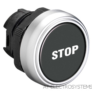 LPCB1132 Нажимная кнопка, плоская, без монт. переходника, пружинный возврат, цвет черный, символ STOP
