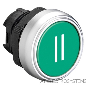 LPCB1123 Нажимная кнопка, плоская, без монт. переходника, пружинный возврат, цвет зеленый, символ &quot;II&quot;