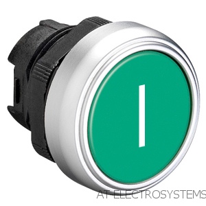 LPCB1113 Нажимная кнопка, плоская, без монт. переходника, пружинный возврат, цвет зеленый, символ &quot; I&quot;