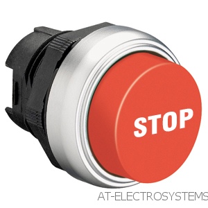 LPCB2134 Нажимная кнопка, выступающая, без монт. переходника, пружинный возврат, цвет красный, символ STOP